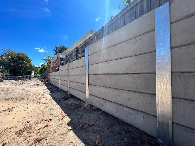 Built by retaining wall builders in Sunshine Coast a new concrete sleeper in grey concrete